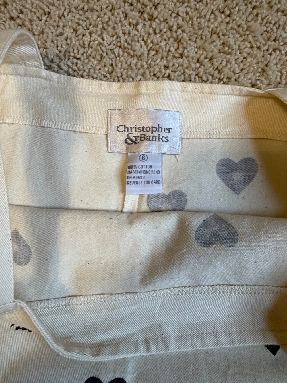 Christopher & Banks Cream Pinafore Dress with Navy Heart Motif - Picture 2 of 2